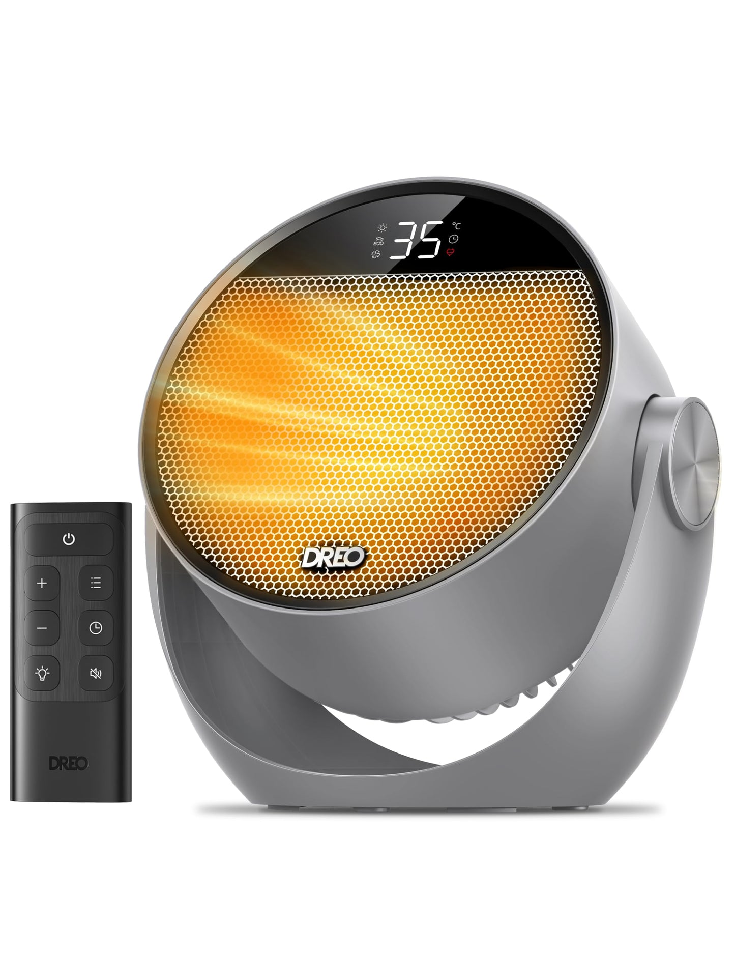 Dreo Heizlüfter Energiesparend Klein, Leiser 1500W Tragbar Heizlüfter mit Fernbedienung, Thermostat, 60° Neigbar, 8 Sicherheitsfunktionen, PTC-Keramik,12-Std-Timer, 3 Modus 3 Geschwindigkeit, Schwarz