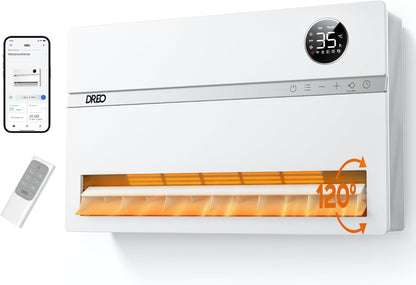 Dreo Smart Electric Heater, 2000 W Electric Heater, Wall Convector with Remote Control & App, 120° Oscillation, 5 Modes, 3 Speeds, 24H Timer, PTC Ceramic Fan Heater, Energy Saving with Thermostat