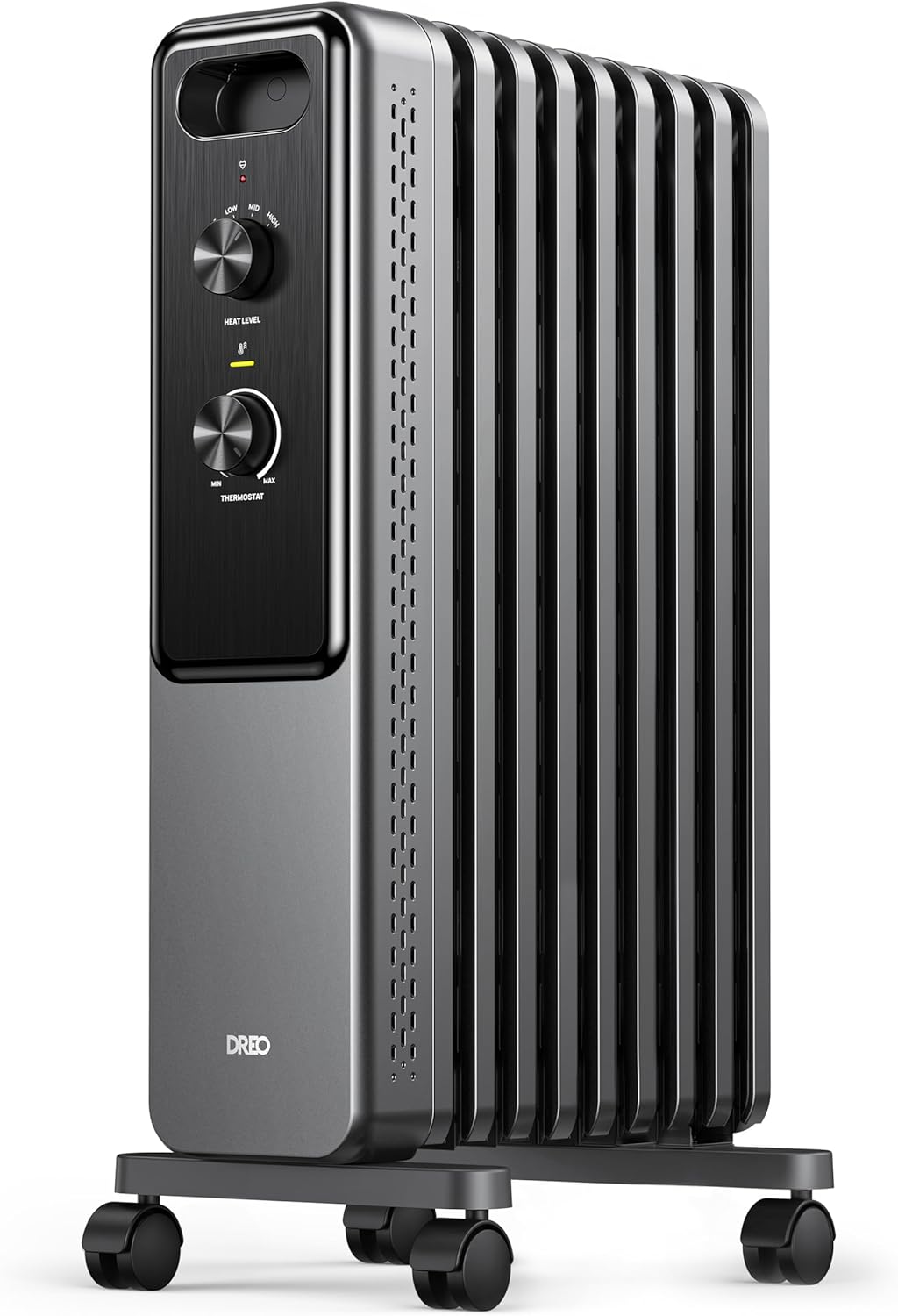 Dreo Ölgefüllter Radiator-Heizkörper mit 9 Rippen, 2000W Leiser Elektrischer Heizstrahler fürs Schlafzimmer, Überhitzungs- & Kippschutz, Einstellbares Thermostat, Kindersicherung, Energiesparend