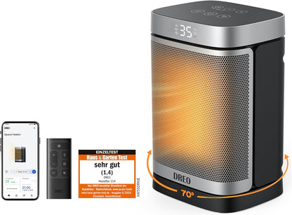 Dreo Smarter Heizlüfter Energiesparend Leise, 1500W PTC Kerarmik Heizung mit Thermostat, 3 Modi, 70° Oszillation, WLAN Alexa & Google Assistant Elektroheizung, Überhitzungs-Kippschutz, Heater314S