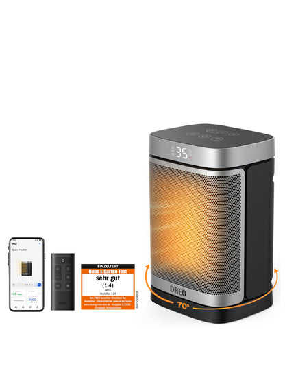 DREO Keramikheizung 318,1500 W, elektrische Heizungen für Schlafzimmer,freistehend,Überhitzungs-und Kippschutz,einstellbarer Thermostat, Kindersicherung, Energieeinsparung 40%,leise,12-Stunden-Timer