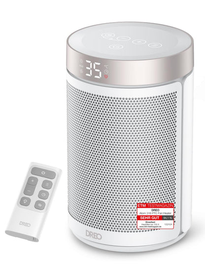 DREO Keramik Heater 416, 1500W Elektroheizer fürs Schlafzimmer, freistehend,Überhitzungs- und Kippschutz,einstellbarer Thermostat, Kindersicherung,energiesparend, leise,12-Stunden-Timer,mehrere Modi