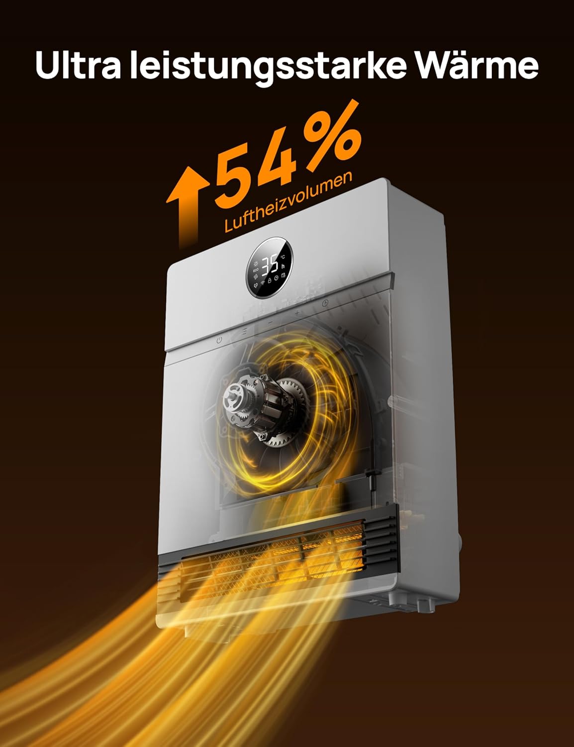 Dreo Smart Wall Convector, 30° Fan Outlet, 2000 W, Adjustable Thermostat, Remote Control, Weekly Timer, Easy to Assemble Heater for Indoor Use, Compatible with Alexa