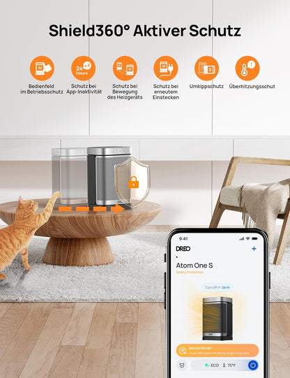 Dreo Smarter Heizlüfter Energiesparend Leise, 1500W PTC Kerarmik Heizung mit Thermostat, 3 Modi, 70° Oszillation, WLAN Alexa & Google Assistant Elektroheizung, Überhitzungs-Kippschutz, Heater314S