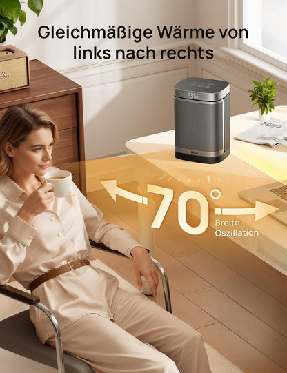 Dreo Smarter Heizlüfter Energiesparend Leise, 1500W PTC Kerarmik Heizung mit Thermostat, 3 Modi, 70° Oszillation, WLAN Alexa & Google Assistant Elektroheizung, Überhitzungs-Kippschutz, Heater314S