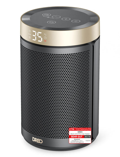 DREO Keramik Heater 416, 1500W Elektroheizer fürs Schlafzimmer, freistehend,Überhitzungs- und Kippschutz,einstellbarer Thermostat, Kindersicherung,energiesparend, leise,12-Stunden-Timer,mehrere Modi