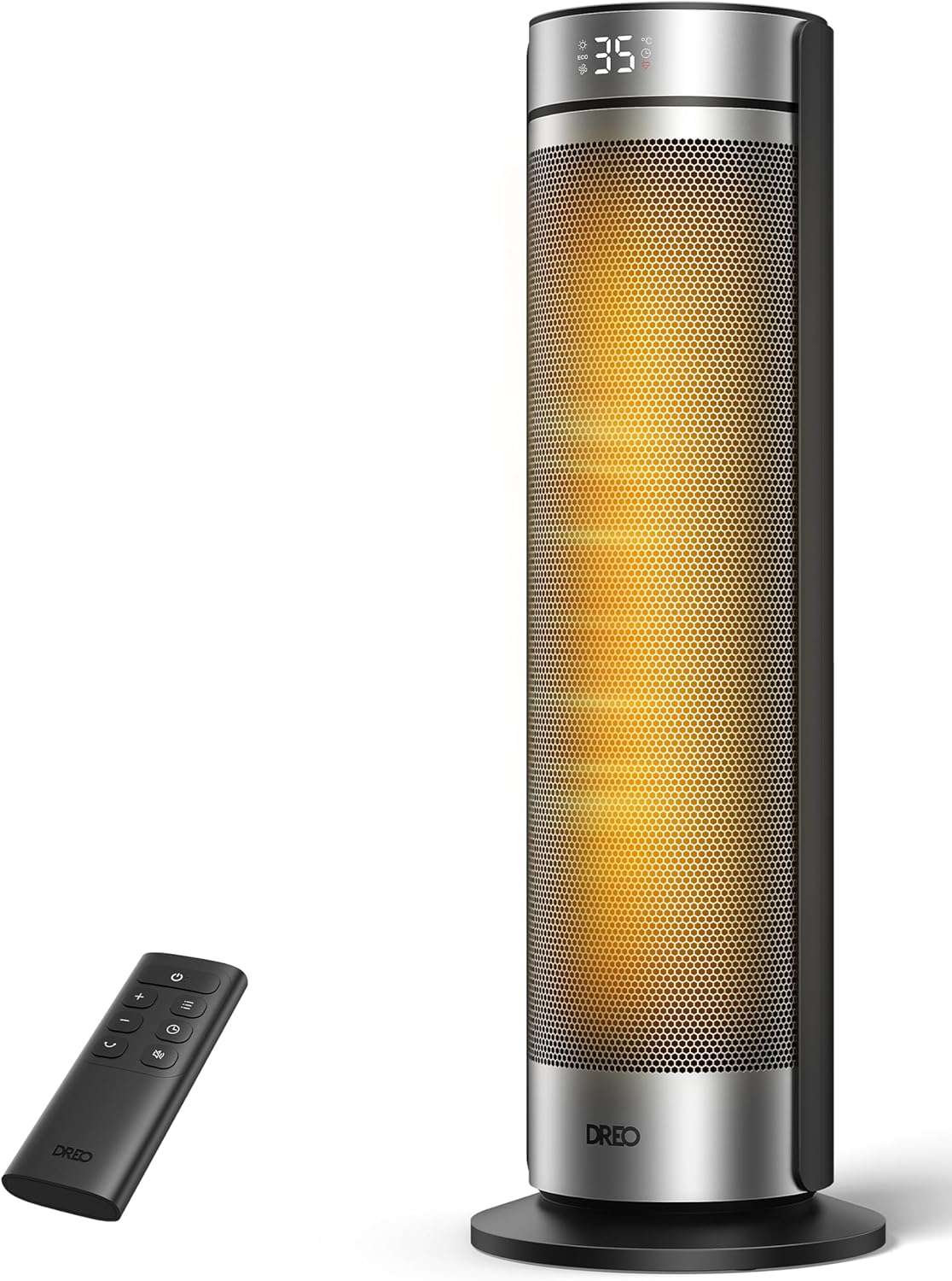 Dreo 23 Zoll Heizlüfter, 2000W Leiser Elektrischer Heizstrahler fürs Schlafzimmer mit Fernbedienung, 12h Timer, 70° Oszillation, 5 Modi, PTC Keramik mit Thermostat, Heizung für Große Räume, Büro