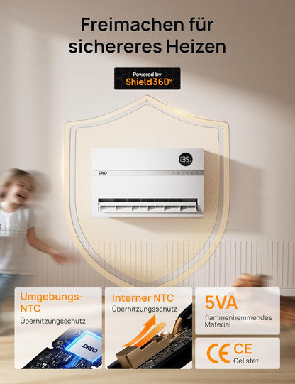 Dreo Smart Electric Heater, 2000 W Electric Heater, Wall Convector with Remote Control & App, 120° Oscillation, 5 Modes, 3 Speeds, 24H Timer, PTC Ceramic Fan Heater, Energy Saving with Thermostat