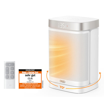 Dreo Smarter Heizlüfter Energiesparend Leise, 1500W PTC Kerarmik Heizung mit Thermostat, 3 Modi, 70° Oszillation, WLAN Alexa & Google Assistant Elektroheizung, Überhitzungs-Kippschutz, Heater314S