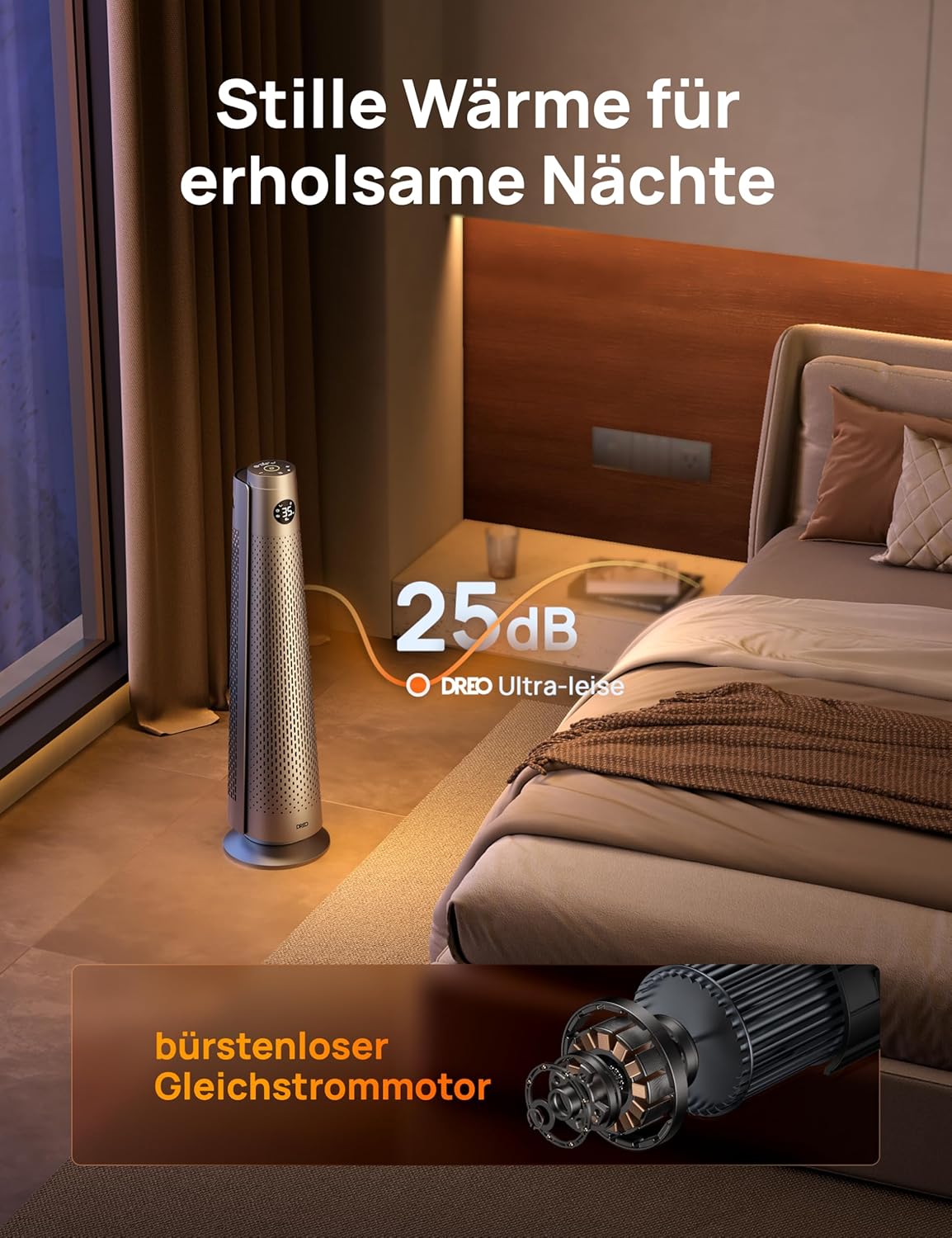 Dreo Heizlüfter Energiesparend, 2000W Elektrische Heizung mit Fernbedienung, 25 dB Leise,120° Oszillation, Thermostat, 5 Heizstufen & 3 Lüfterstufen, 7-facher Schutz, 12H Timer, PTC Keramik Heizlüfter