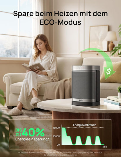 Dreo Smarter Heizlüfter Energiesparend Leise, 1500W PTC Kerarmik Heizung mit Thermostat, 3 Modi, 70° Oszillation, WLAN Alexa & Google Assistant Elektroheizung, Überhitzungs-Kippschutz, Heater314S